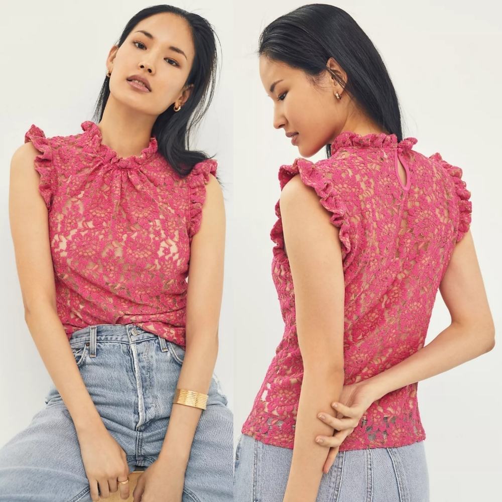 Anthropologie Dolan Ruffled Lace Tank